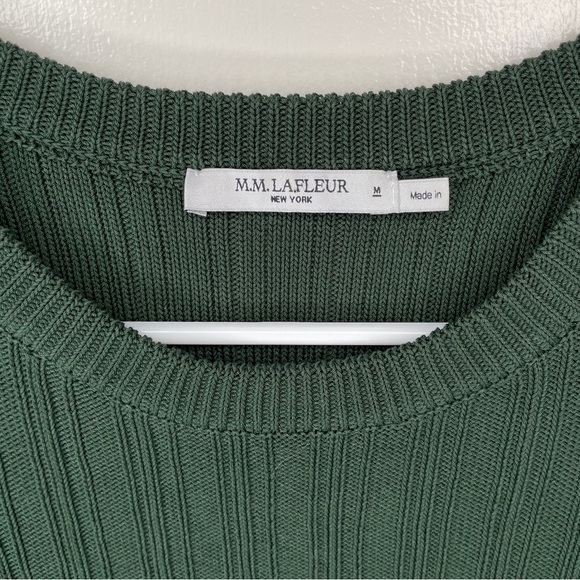 MM Lafleur The Hayden Dress in Evergreen Size Medium Micro Knit Ribbed Cotton - Picture 6 of 8